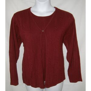 SAG HARBOR Burgundy Plus Sz 1X Casual or Dress Layer Look Soft Stretchy Sweater